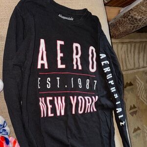 Aeropostale Black Long Sleeve with Red and White Accents